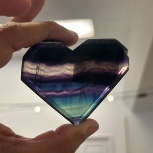 Rainbow fluorite heart crystal carving